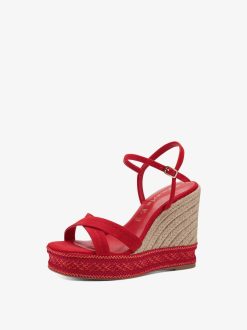 Tamaris Sandale A Talon En Cuir - Orange | Des Sandales