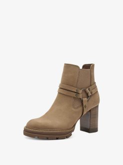 Tamaris Bottine Chelsea En Cuir - Marron | Bottines