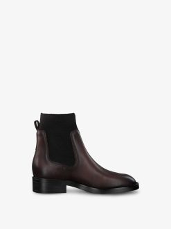 Tamaris Bottine Chelsea En Cuir - Marron | Bottines