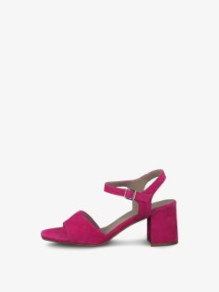 Tamaris Sandale A Talon En Cuir - Rose | Des Sandales