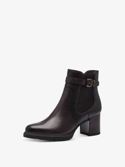 Tamaris Bottine En Cuir - Marron | Bottines