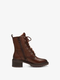 Tamaris Bottine En Cuir - Doublure Chaude Marron | Bottines