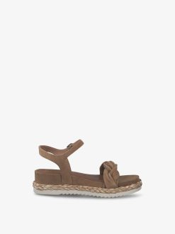 Tamaris Sandale A Talon En Cuir - Marron | Des Sandales