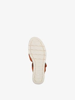 Tamaris Sandale A Talon En Cuir - Orange | Des Sandales