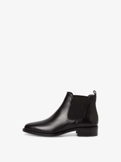 Tamaris Bottine Chelsea En Cuir - Noir | Bottines