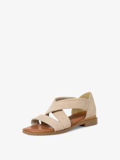 Tamaris Sandale En Cuir - Beige | Des Sandales