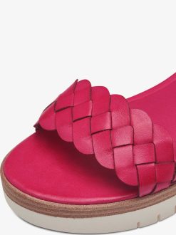 Tamaris Sandale A Talon En Cuir - Rose | Des Sandales