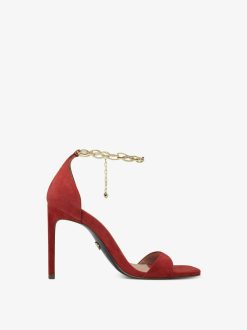 Tamaris Sandale A Talon En Cuir - Rouge | Des Sandales