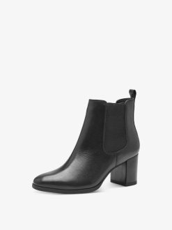 Tamaris Bottine Chelsea En Cuir - Noir | Bottines