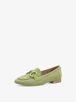 Tamaris Babouche En Cuir - Vert | Chaussures Basses Et Pantoufles