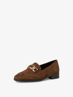 Tamaris Babouche En Cuir - Marron | Chaussures Basses Et Pantoufles