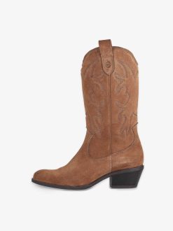 Tamaris Bottes De Cowboy En Cuir - Marron | Bottines