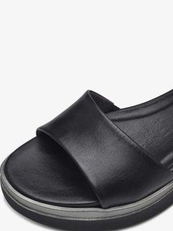 Tamaris Sandale A Talon En Cuir - Noir | Des Sandales