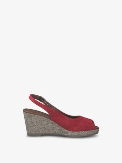 Tamaris Sandale A Talon En Cuir - Rouge | Des Sandales