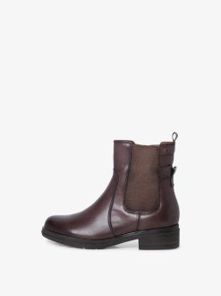 Tamaris Bottine Chelsea En Cuir - Marron | Bottines