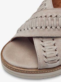 Tamaris Sandale A Talon En Cuir - Gris | Des Sandales