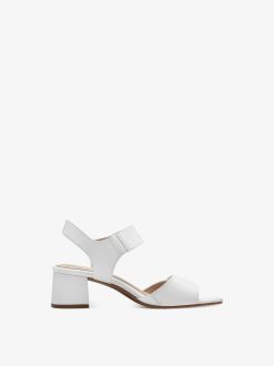 Tamaris Sandale A Talon En Cuir - Blanc | Des Sandales