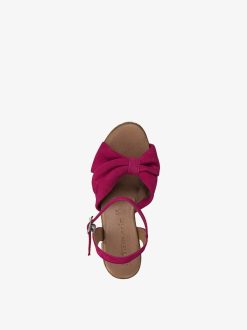 Tamaris Sandale A Talon En Cuir - Rose | Des Sandales