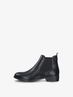 Tamaris Bottine Chelsea En Cuir - Noir | Bottines