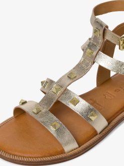 Tamaris Sandale En Cuir - Metallise | Des Sandales