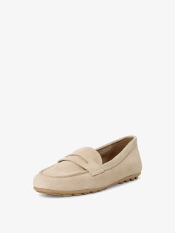 Tamaris Mocassin En Cuir - Beige | Chaussures Basses Et Pantoufles