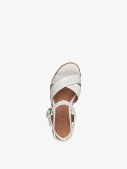 Tamaris Sandale A Talon En Cuir - Blanc | Des Sandales