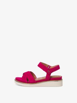 Tamaris Sandale A Talon En Cuir - Rose | Des Sandales