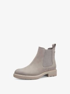 Tamaris Bottine Chelsea En Cuir - Beige | Bottines