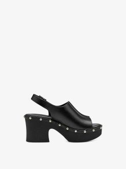 Tamaris Sandale A Talon En Cuir - Noir | Des Sandales