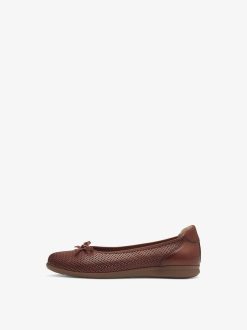 Tamaris Ballerine En Cuir - Marron | Ballerines