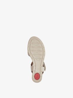 Tamaris Sandale A Talon En Cuir - Beige | Des Sandales