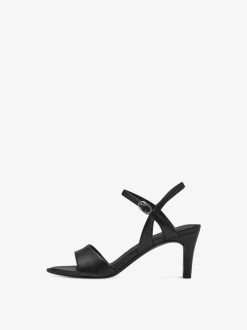 Tamaris Sandale A Talon En Cuir - Noir | Des Sandales