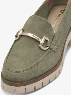 Tamaris Babouche En Cuir - Vert | Chaussures Basses Et Pantoufles