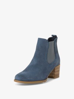 Tamaris Bottine Chelsea En Cuir - Bleu | Bottines