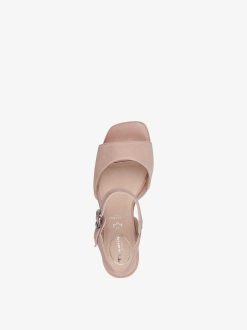 Tamaris Sandale A Talon En Cuir - Rose | Des Sandales