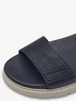 Tamaris Sandale A Talon En Cuir - Bleu | Des Sandales