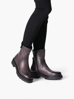 Tamaris Bottine En Cuir - Gris | Bottines