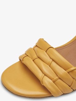 Tamaris Sandale A Talon En Cuir - Jaune | Des Sandales