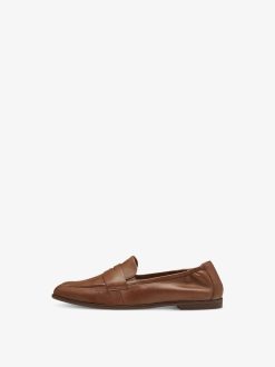 Tamaris Babouche En Cuir - Marron | Chaussures Basses Et Pantoufles