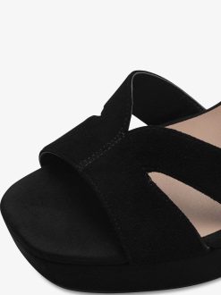 Tamaris Sandale A Talon En Cuir - Noir | Des Sandales