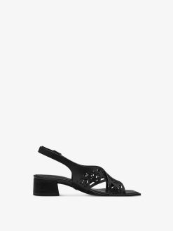 Tamaris Sandale A Talon En Cuir - Noir | Des Sandales