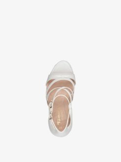 Tamaris Sandale A Talon En Cuir - Blanc | Des Sandales