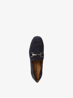 Tamaris Babouche En Cuir - Bleu | Chaussures Basses Et Pantoufles