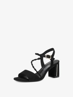 Tamaris Sandale A Talon En Cuir - Noir | Des Sandales