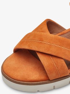 Tamaris Sandale A Talon En Cuir - Orange | Des Sandales