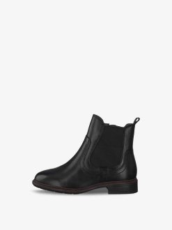 Tamaris Bottine Chelsea En Cuir - Noir | Bottines