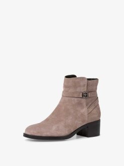 Tamaris Bottine En Cuir - Beige | Bottines