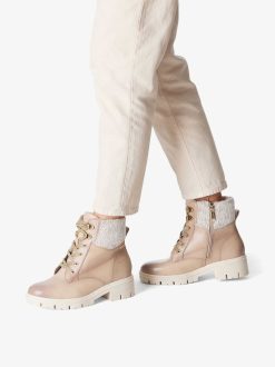 Tamaris Bottine En Cuir - Beige | Bottines