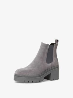 Tamaris Bottine Chelsea En Cuir - Gris | Bottines