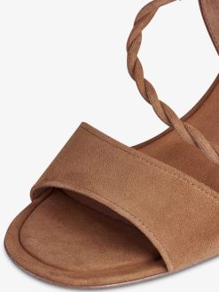 Tamaris Sandale A Talon En Cuir - Marron | Des Sandales